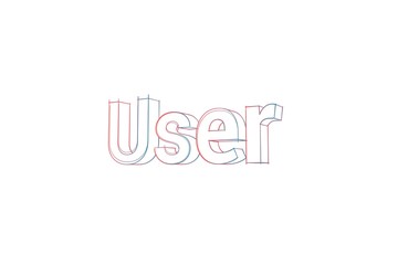 User - 3D Text - Words with colored lines tilde and orange on white