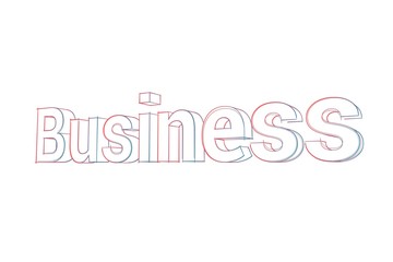 Business - 3D Text - Words with colored lines tilde and orange on white
