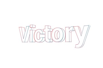 Victory - 3D Text - Words with colored lines tilde and orange on white