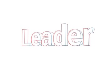 Leader - 3D Text - Words with colored lines tilde and orange on white