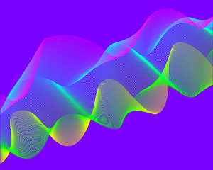 Bright color pattern green blue grid lines Abstract wavy purple background Liquid composition of forms. Eps10 vector. Minimal geometric pattern. Design element, poster, postcard, website.