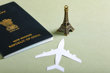 travel concetravel concept , Indian passport with paper airplanept , Indian passport with paper airplane