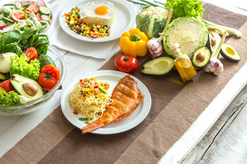 Organic healthy food on the dining table