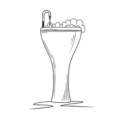 Ceramic washbasin with foam on a white background. Cartoon sink with faucet.