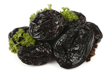 Prunes on a white background