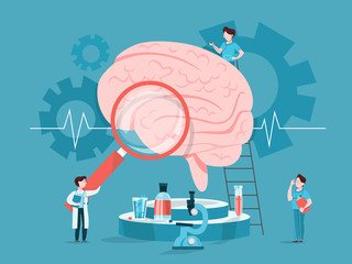 Doctor examine huge brain. Idea of medical treatment