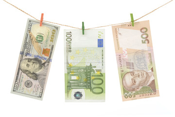 dollars, euro and hryvnia