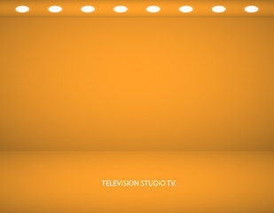 Fototapeta premium Studio background. Vector empty golden studio for your design, spotlight. Vector graphics