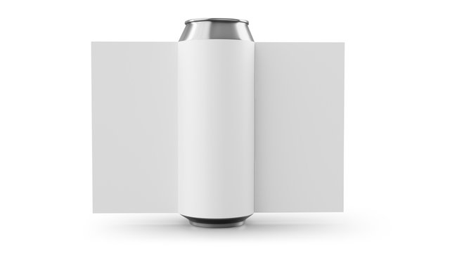 Aluminum cans with label Isolated on white. 3D rendering