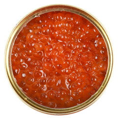 red caviar on white background