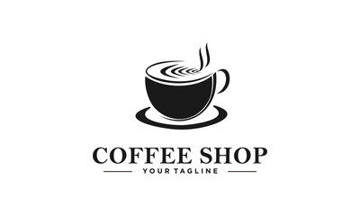 Coffee shop retro logo design with a cup