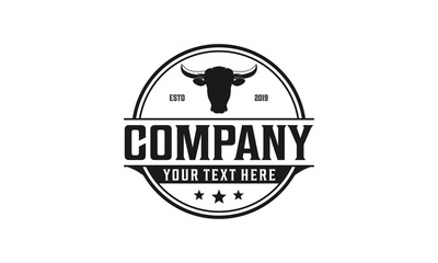 Cow head vintage logo design