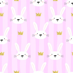Seamless pattern with cute little bunny. vector illustration