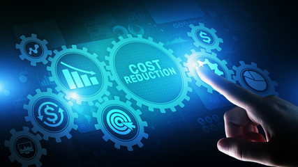 Cost reduction business finance concept on virtual screen.