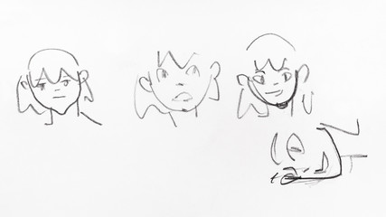 line sketches of emotional faces of girls