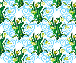 Vector seamless pattern with wild spring flower