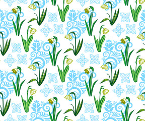 Vector seamless pattern with wild spring flower