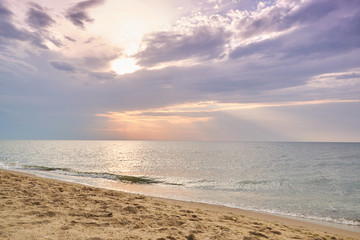 Fototapeta na wymiar sunset and beach sunset shoot. Dramatic sky with clouds