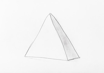 sketch of pyramid geometric figure by pencil