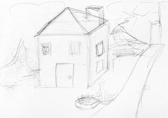 sketch of two-storey townhouse near road