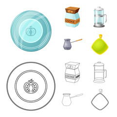 Isolated object of kitchen and cook sign. Set of kitchen and appliance vector icon for stock.