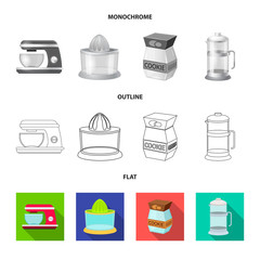 Vector illustration of kitchen and cook icon. Collection of kitchen and appliance vector icon for stock.
