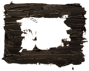 Rectangular frame black oil texture paint stain brush stroke, hand painted, isolated on white background. EPS10 vector illustration.