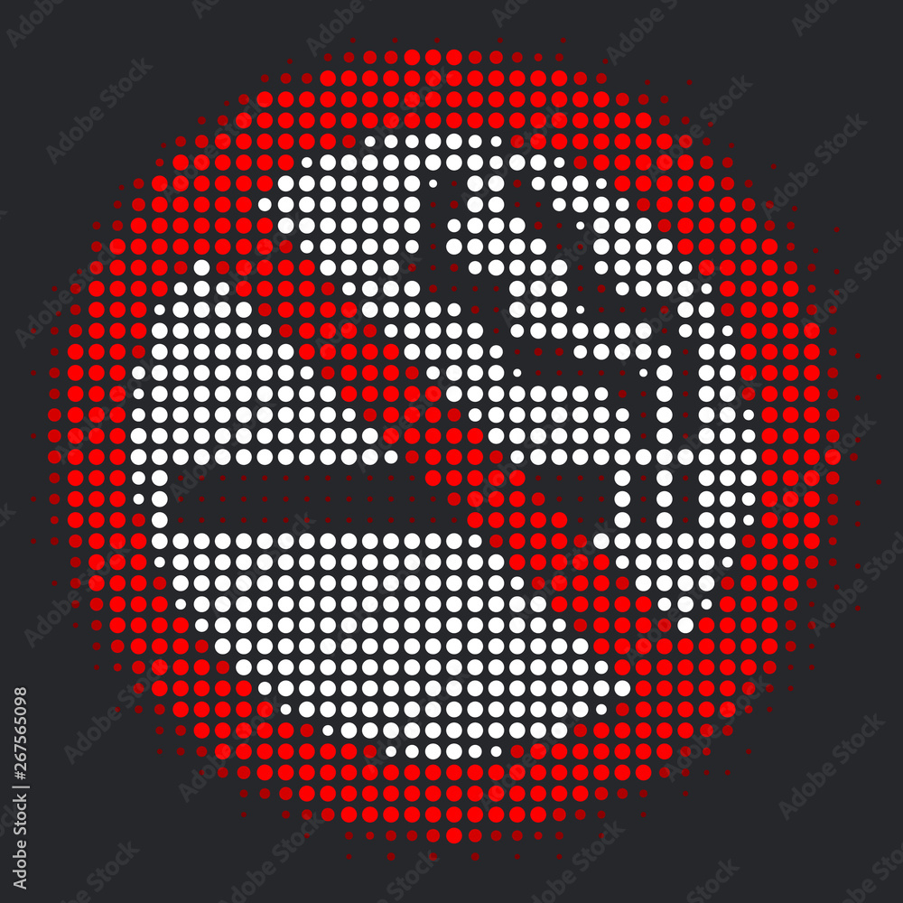 Poster abstract illustration no smoking sign with red and white colored circles bubbles on black background