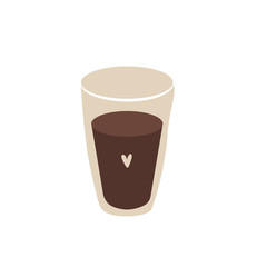 Glass of coffe with heart symbol. Flat design