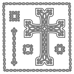 christian cross with interlaced ornament