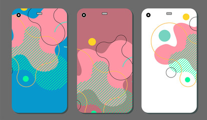 Set fashionable abstract ornaments for mobile phone cover and screen . The visible part of the clipping mask. The sample is ready for printing after the release clipping mask.Vector