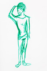 sketch of young man in sportswear looking away