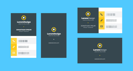 Double-sided creative business card template. Portrait and landscape orientation. Horizontal and vertical layout. Vector illustration