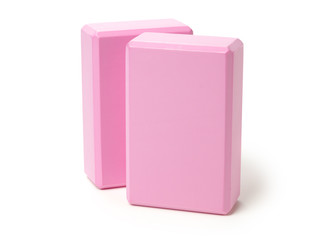 Yoga foam block on white background