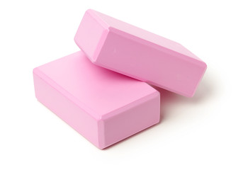 Yoga foam block on white background