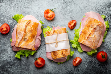 Fresh ciabatta sandwiches for lunch