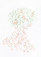 fancy tree from squiggles by pencils
