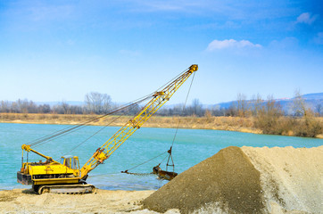 Heavy machinery sand mining