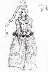 portrait of lady in magnificent medieval dress