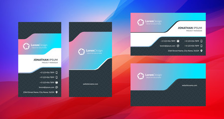 Double-sided creative business card template. Portrait and landscape orientation. Horizontal and vertical layout. Vector illustration