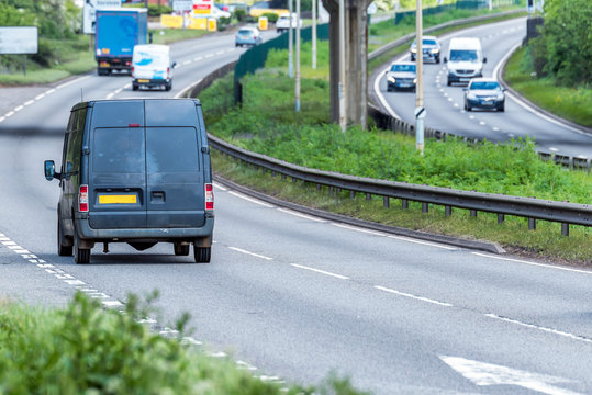 Van On Uk Motorway In Fast Motion