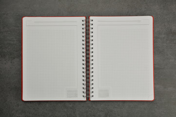 Open empty diary, note pad, ring binder