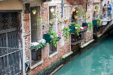 Typical Venice street with canal