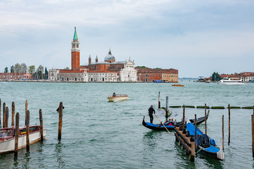 Church of San Giorgio Maggiore with gondolas