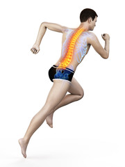 3d rendered medically accurate illustration of a runners painful back