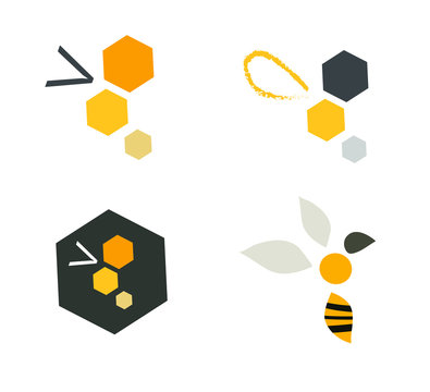 Logo icone abeille stylis&eacute;e g&eacute;om&eacute;trique graphique