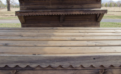 wooden shop with shelves for goods