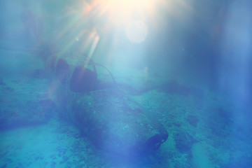sun rays scuba reef / blue sea, abstract background, sunny day, rays in water