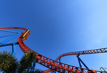 Fun park  roller coaster at amusement park 