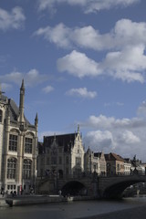 Fototapeta premium Ghent canalside view of buildings